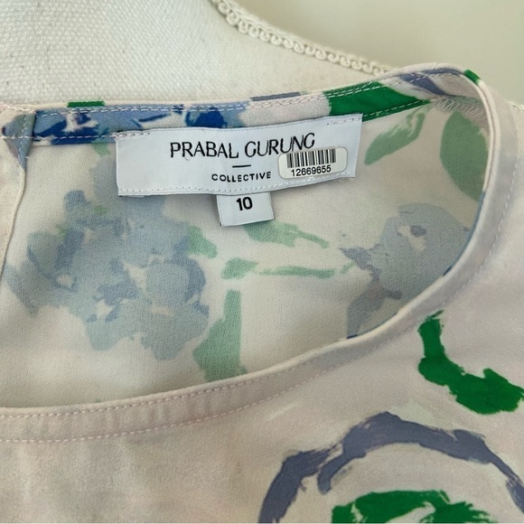 Prabal Gurung Brushstroke Floral Top in Ivory sz 10 - Picture 6 of 6